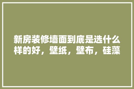 新房装修墙面到底是选什么样的好，壁纸，壁布，硅藻泥，贝壳粉还是艺术漆，求大神赐教，装修刷墙需要准备什么材料。 新房装修墙面到底是选什么样的好，壁纸，壁布，硅藻泥，贝壳粉还是艺术漆，求大神赐教，装修刷墙需要准备什么材料。 家居装饰