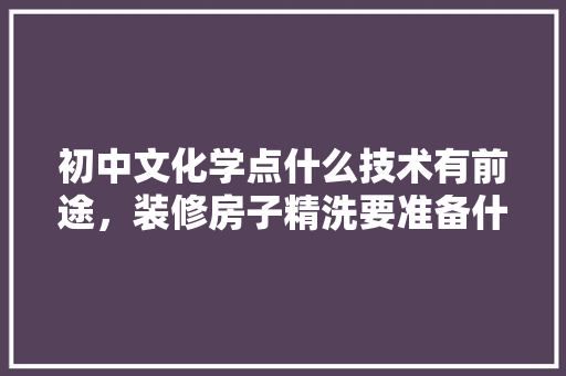 初中文化学点什么技术有前途，装修房子精洗要准备什么东西。 初中文化学点什么技术有前途，装修房子精洗要准备什么东西。 买房须知