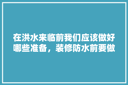 在洪水来临前我们应该做好哪些准备，装修防水前要做什么准备工作。 在洪水来临前我们应该做好哪些准备，装修防水前要做什么准备工作。 二手房
