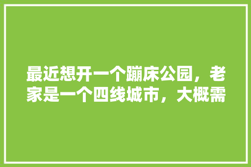 最近想开一个蹦床公园，老家是一个四线城市，大概需要投资多少钱，城市公园装修准备什么资料好。 最近想开一个蹦床公园，老家是一个四线城市，大概需要投资多少钱，城市公园装修准备什么资料好。 二手房
