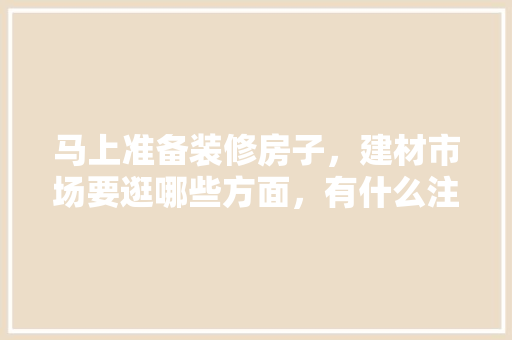 马上准备装修房子，建材市场要逛哪些方面，有什么注意事项，装修完毕后准备什么东西。 马上准备装修房子，建材市场要逛哪些方面，有什么注意事项，装修完毕后准备什么东西。 二手房