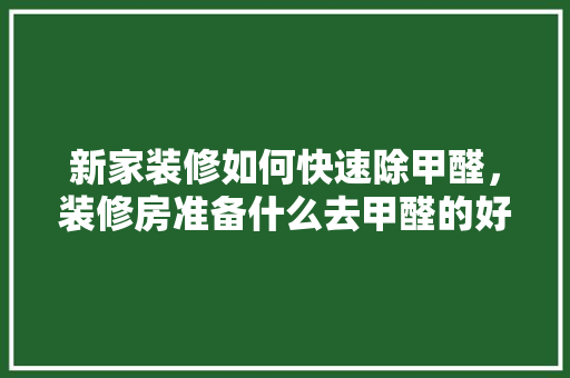新家装修如何快速除甲醛，装修房准备什么去甲醛的好。 新家装修如何快速除甲醛，装修房准备什么去甲醛的好。 家居装饰