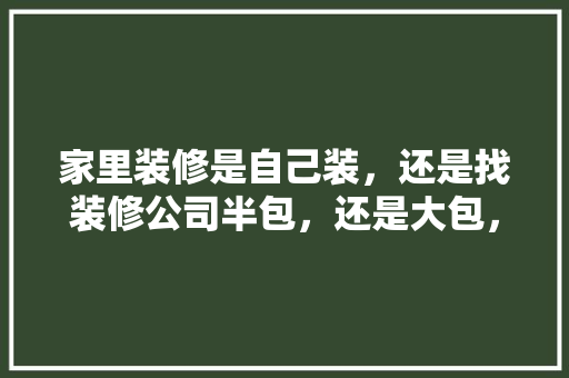 家里装修是自己装，还是找装修公司半包，还是大包，自己装修需准备什么东西呢。 家里装修是自己装，还是找装修公司半包，还是大包，自己装修需准备什么东西呢。 家居装饰