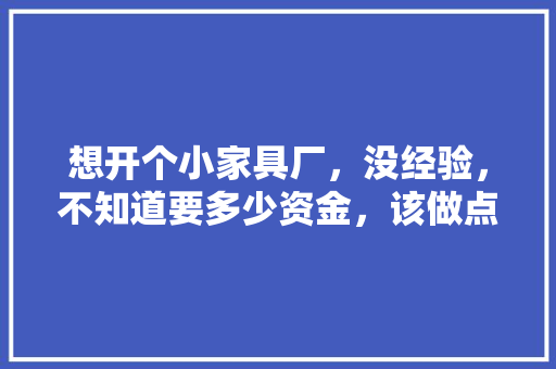 想开个小家具厂，没经验，不知道要多少资金，该做点什么东西好卖，装修家具店需要准备什么东西。 想开个小家具厂，没经验，不知道要多少资金，该做点什么东西好卖，装修家具店需要准备什么东西。 二手房