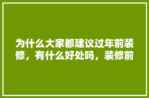 为什么大家都建议过年前装修，有什么好处吗，装修前应该准备什么材料呢。 为什么大家都建议过年前装修，有什么好处吗，装修前应该准备什么材料呢。 二手房
