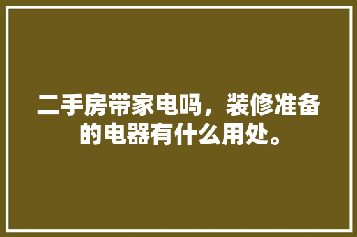 二手房带家电吗，装修准备的电器有什么用处。 装修知识