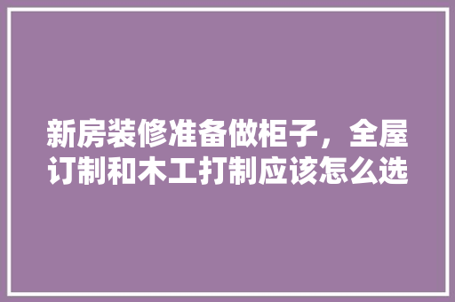 新房装修准备做柜子，全屋订制和木工打制应该怎么选择，装修上木工得准备什么材料。 新房装修准备做柜子，全屋订制和木工打制应该怎么选择，装修上木工得准备什么材料。 二手房