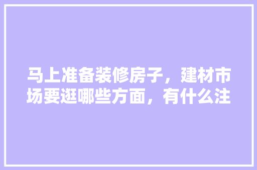 马上准备装修房子，建材市场要逛哪些方面，有什么注意事项，新房装修要准备些什么东西。 马上准备装修房子，建材市场要逛哪些方面，有什么注意事项，新房装修要准备些什么东西。 二手房