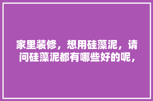 家里装修，想用硅藻泥，请问硅藻泥都有哪些好的呢，泥匠工装修要准备什么东西。 家里装修，想用硅藻泥，请问硅藻泥都有哪些好的呢，泥匠工装修要准备什么东西。 装修知识