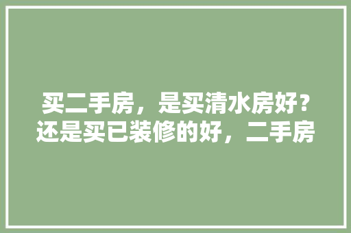 买二手房，是买清水房好？还是买已装修的好，二手房装修需要准备什么东西。 买二手房，是买清水房好？还是买已装修的好，二手房装修需要准备什么东西。 装修知识