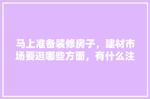 马上准备装修房子，建材市场要逛哪些方面，有什么注意事项，小区房装修准备什么材料好。 马上准备装修房子，建材市场要逛哪些方面，有什么注意事项，小区房装修准备什么材料好。 二手房