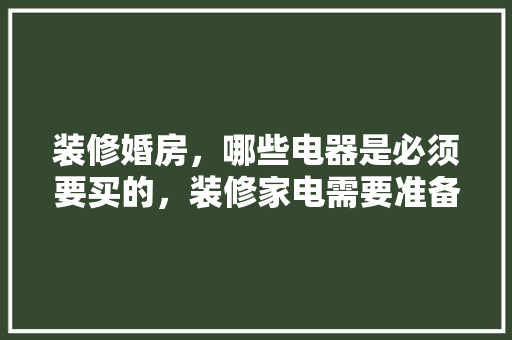 装修婚房，哪些电器是必须要买的，装修家电需要准备什么东西。 装修婚房，哪些电器是必须要买的，装修家电需要准备什么东西。 家居设计