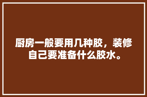 厨房一般要用几种胶，装修自己要准备什么胶水。 厨房一般要用几种胶，装修自己要准备什么胶水。 二手房