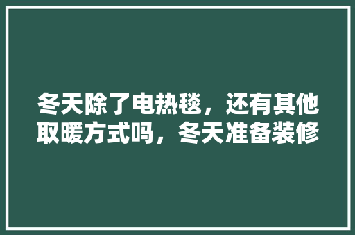 冬天除了电热毯，还有其他取暖方式吗，冬天准备装修用什么采暖好。 冬天除了电热毯，还有其他取暖方式吗，冬天准备装修用什么采暖好。 买房须知