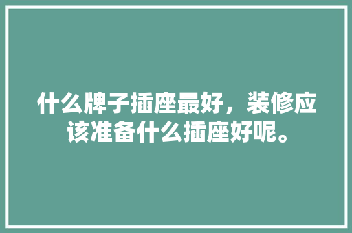什么牌子插座最好，装修应该准备什么插座好呢。 什么牌子插座最好，装修应该准备什么插座好呢。 家居装饰