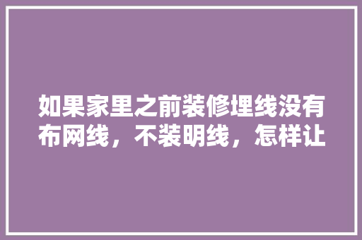 如果家里之前装修埋线没有布网线，不装明线，怎样让每个房间都上网？需要什么设备，自己弄装修前期准备什么东西。 如果家里之前装修埋线没有布网线，不装明线，怎样让每个房间都上网？需要什么设备，自己弄装修前期准备什么东西。 家居装饰