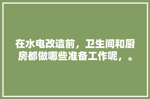 在水电改造前，卫生间和厨房都做哪些准备工作呢，。 在水电改造前，卫生间和厨房都做哪些准备工作呢，。 家居装饰