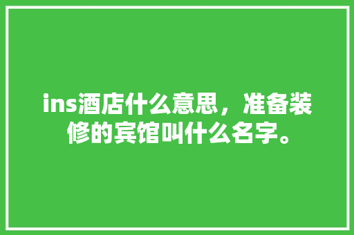 ins酒店什么意思，准备装修的宾馆叫什么名字。 ins酒店什么意思，准备装修的宾馆叫什么名字。 家居装饰