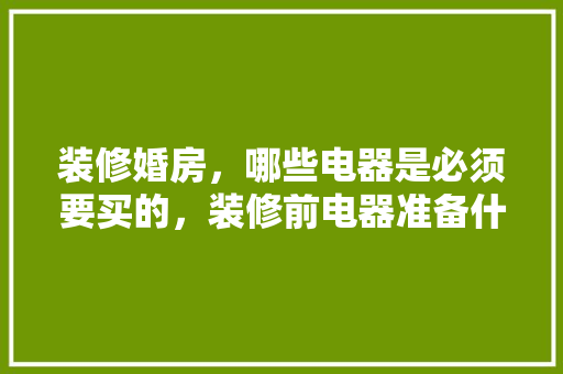 装修婚房，哪些电器是必须要买的，装修前电器准备什么。 装修婚房，哪些电器是必须要买的，装修前电器准备什么。 家居设计
