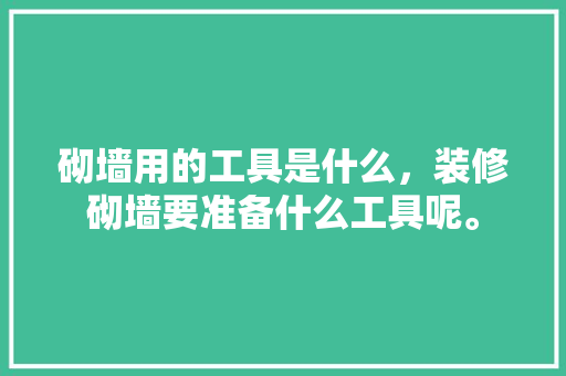 砌墙用的工具是什么，装修砌墙要准备什么工具呢。 砌墙用的工具是什么，装修砌墙要准备什么工具呢。 二手房