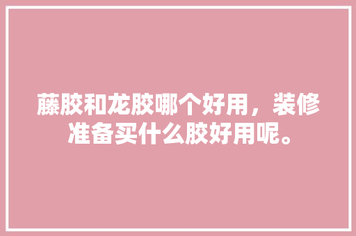 藤胶和龙胶哪个好用，装修准备买什么胶好用呢。 藤胶和龙胶哪个好用，装修准备买什么胶好用呢。 买房须知