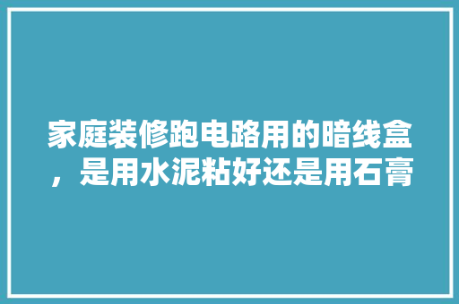 家庭装修跑电路用的暗线盒，是用水泥粘好还是用石膏粉粘好?增面开的洞，用什么填补好，装修自己准备什么胶水好呢。 家庭装修跑电路用的暗线盒，是用水泥粘好还是用石膏粉粘好?增面开的洞，用什么填补好，装修自己准备什么胶水好呢。 家居装饰