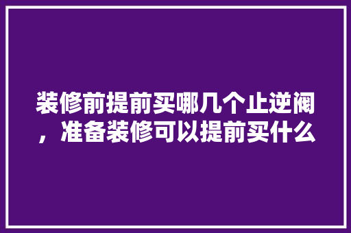 装修前提前买哪几个止逆阀，准备装修可以提前买什么东西。 装修前提前买哪几个止逆阀，准备装修可以提前买什么东西。 装修知识