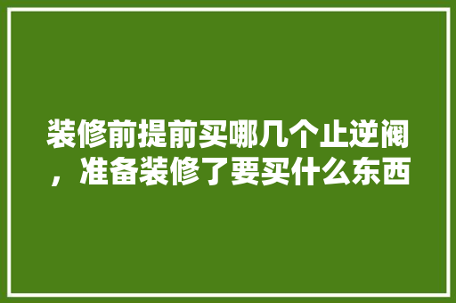 装修前提前买哪几个止逆阀，准备装修了要买什么东西。 装修前提前买哪几个止逆阀，准备装修了要买什么东西。 二手房