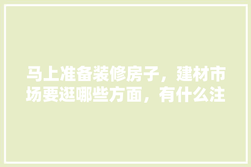 马上准备装修房子，建材市场要逛哪些方面，有什么注意事项，装修房都需要准备什么东西。 马上准备装修房子，建材市场要逛哪些方面，有什么注意事项，装修房都需要准备什么东西。 二手房