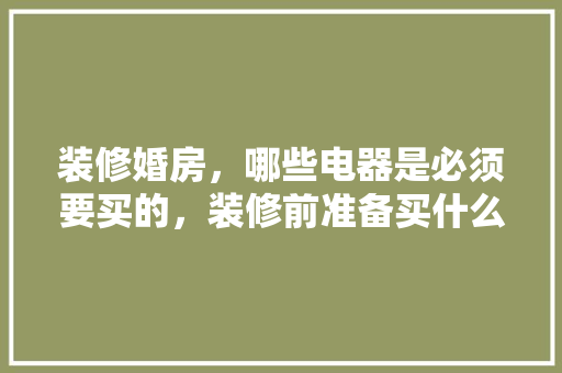 装修婚房，哪些电器是必须要买的，装修前准备买什么家电好呢。 装修婚房，哪些电器是必须要买的，装修前准备买什么家电好呢。 家居装饰
