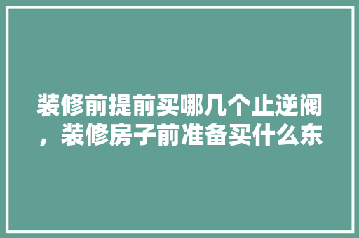 装修前提前买哪几个止逆阀，装修房子前准备买什么东西。 装修前提前买哪几个止逆阀，装修房子前准备买什么东西。 家居装饰