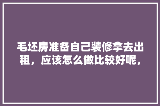 毛坯房准备自己装修拿去出租，应该怎么做比较好呢，装修租房要准备什么东西呢。 毛坯房准备自己装修拿去出租，应该怎么做比较好呢，装修租房要准备什么东西呢。 家居装饰