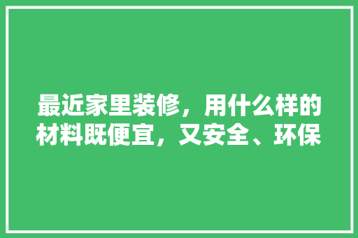 最近家里装修，用什么样的材料既便宜，又安全、环保，装修前准备什么材料比较好。 最近家里装修，用什么样的材料既便宜，又安全、环保，装修前准备什么材料比较好。 二手房