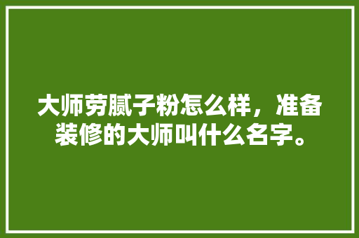 大师劳腻子粉怎么样，准备装修的大师叫什么名字。 大师劳腻子粉怎么样，准备装修的大师叫什么名字。 家居设计