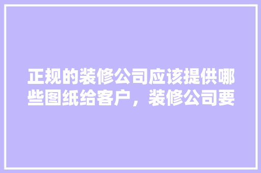 正规的装修公司应该提供哪些图纸给客户，装修公司要准备什么图纸呢。 正规的装修公司应该提供哪些图纸给客户，装修公司要准备什么图纸呢。 家居设计