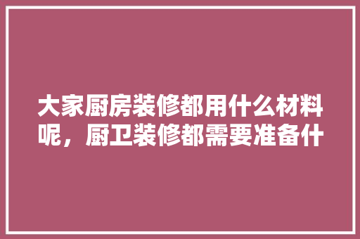 大家厨房装修都用什么材料呢，厨卫装修都需要准备什么东西。 大家厨房装修都用什么材料呢，厨卫装修都需要准备什么东西。 家居设计