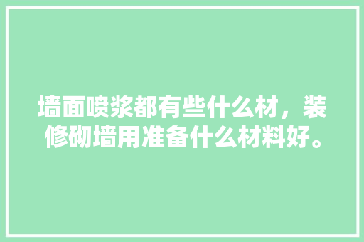 墙面喷浆都有些什么材，装修砌墙用准备什么材料好。 墙面喷浆都有些什么材，装修砌墙用准备什么材料好。 家居装饰