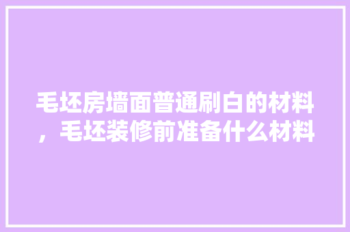 毛坯房墙面普通刷白的材料，毛坯装修前准备什么材料好。 毛坯房墙面普通刷白的材料，毛坯装修前准备什么材料好。 装修知识