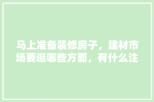 马上准备装修房子，建材市场要逛哪些方面，有什么注意事项，小户型装修需要准备什么东西。 马上准备装修房子，建材市场要逛哪些方面，有什么注意事项，小户型装修需要准备什么东西。 装修知识