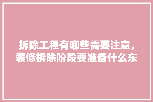 拆除工程有哪些需要注意，装修拆除阶段要准备什么东西。 拆除工程有哪些需要注意，装修拆除阶段要准备什么东西。 买房须知