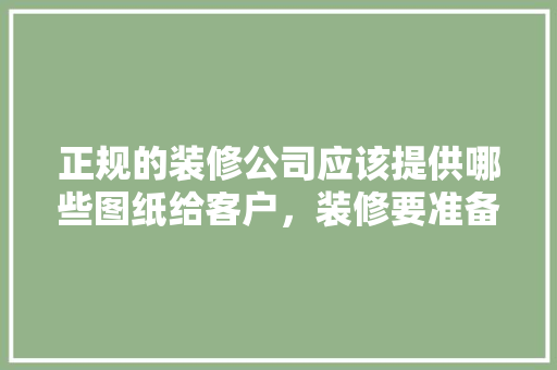 正规的装修公司应该提供哪些图纸给客户，装修要准备什么图纸好呢。 正规的装修公司应该提供哪些图纸给客户，装修要准备什么图纸好呢。 装修知识