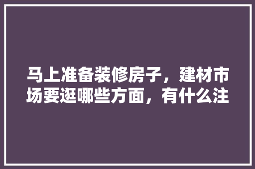 马上准备装修房子，建材市场要逛哪些方面，有什么注意事项，装修前期都要准备什么东西。 马上准备装修房子，建材市场要逛哪些方面，有什么注意事项，装修前期都要准备什么东西。 家居装饰