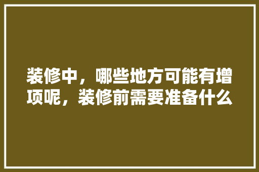 装修中，哪些地方可能有增项呢，装修前需要准备什么工具。 装修中，哪些地方可能有增项呢，装修前需要准备什么工具。 买房须知