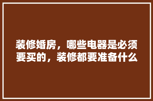 装修婚房，哪些电器是必须要买的，装修都要准备什么东西呢。 装修婚房，哪些电器是必须要买的，装修都要准备什么东西呢。 二手房